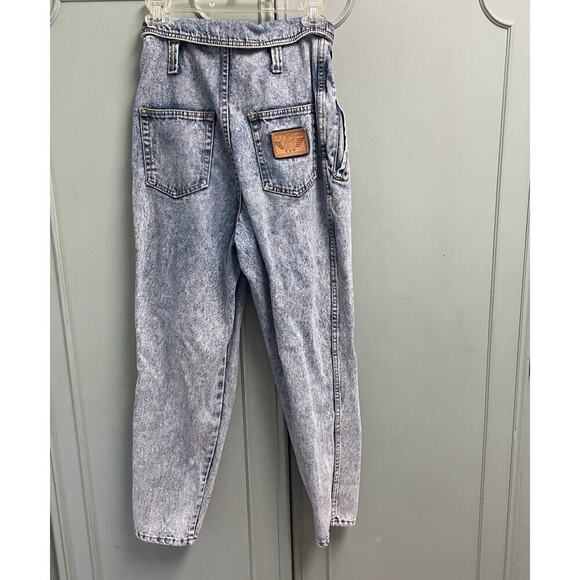 Vintage 80s Limited Express Acid Wash Fold Over High Waist Jeans Tapered Leg EXP - Picture 3 of 8